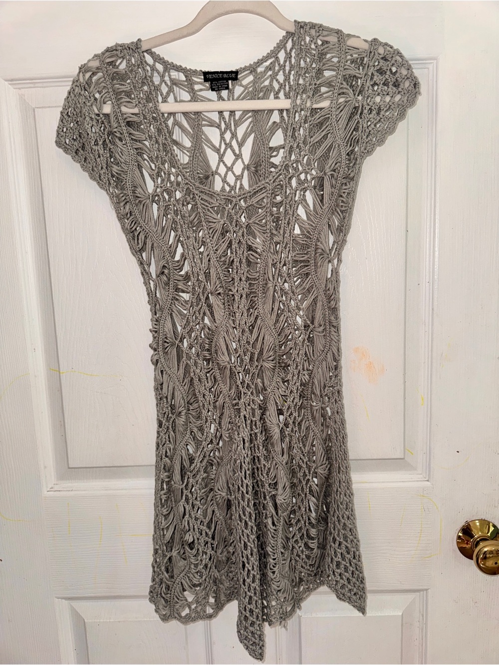 Gray Crochet Swim Cover-Up Dress